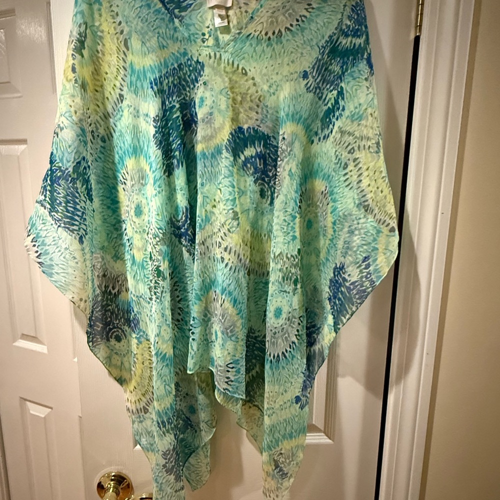 Charming Charlie Asymmetrical Blue and Green Tunic